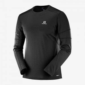 Salomon Agile Ls Tee M Toppe Herre Sort | 32481-ZXDJ