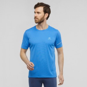 Salomon Agile Ss Tee M Toppe Herre Blå | 46175-SRNA