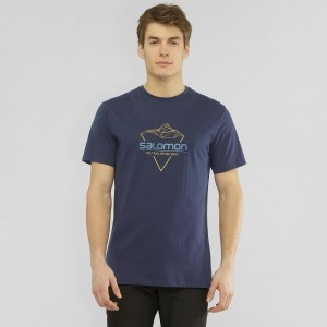 Salomon Blend Logo Tee M T Shirts Herre Mørkeblå | 76312-PDLC