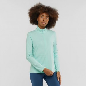 Salomon Essential Lightwarm Pullover Dame Grøn | 89234-AKLQ