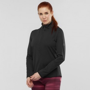 Salomon Essential Lightwarm Pullover Dame Sort | 41623-MGTU