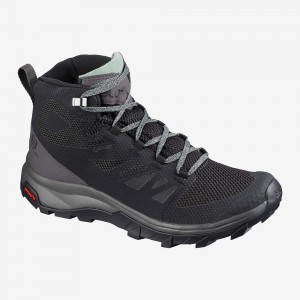 Salomon Outline Mid Gore-Tex Vandrestøvler Dame Sort | 54276-CSHQ