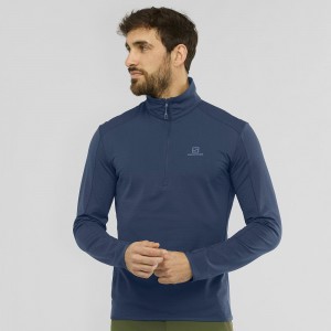 Salomon Outrack Half Zip Mid M Skijakker Herre Mørkeblå | 76594-DSPO