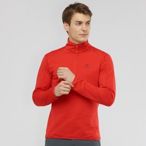 Salomon Outrack Half Zip Mid M Skijakker Herre Rød | 60527-WUDG