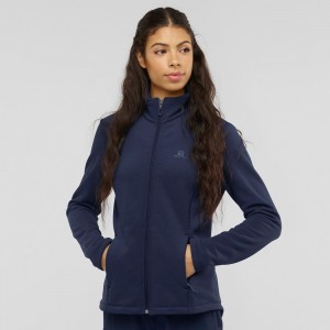 Salomon Radiant Full Zip Mellemlag W Skijakker Dame Mørkeblå | 71362-NUPF