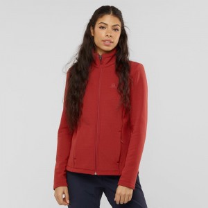 Salomon Radiant Full Zip Mellemlag W Skijakker Dame Rød | 09452-UHNT