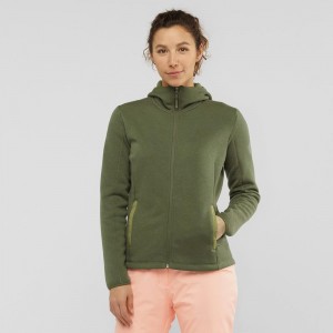 Salomon Snowshelter Fleece Hoodie W Skijakker Dame Grøn | 56302-ZVEL