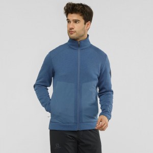 Salomon Snowshelter Fleece Jacket M Skijakker Herre Mørkeblå | 41608-NHQU