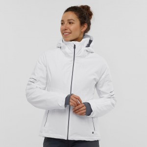 Salomon The Brilliant Jacket W Skijakker Dame Hvide | 02391-GIYV