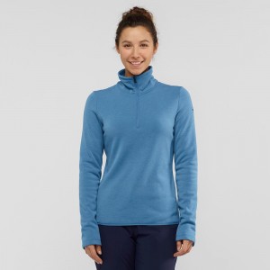 Salomon Warm Ambition Half Zip W Skijakker Dame Blå | 74138-HVYW