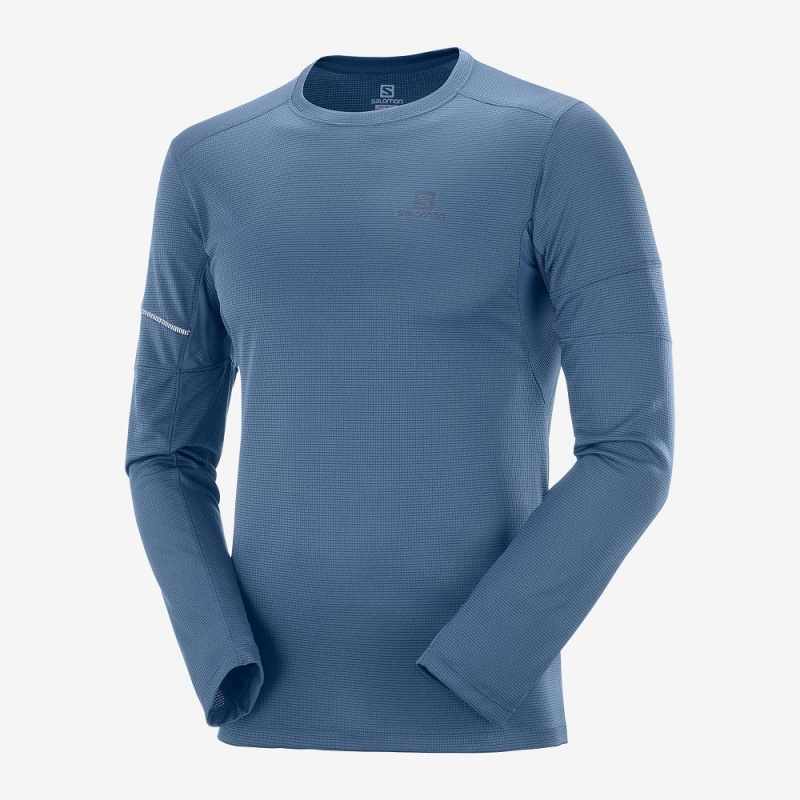 Salomon Agile Ls Tee M Toppe Herre Mørkeblå | 26489-BFAS