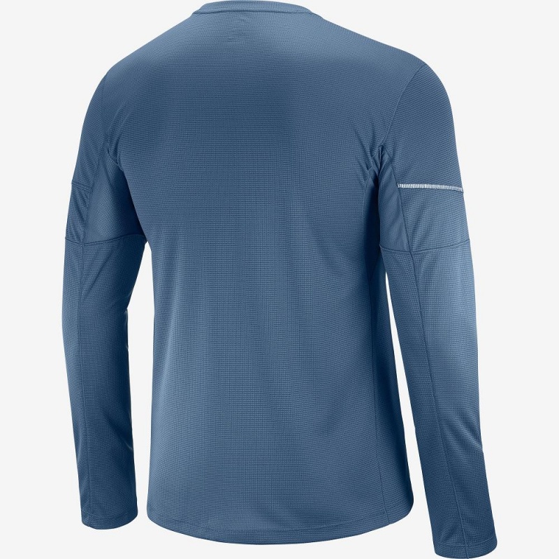 Salomon Agile Ls Tee M Toppe Herre Mørkeblå | 26489-BFAS