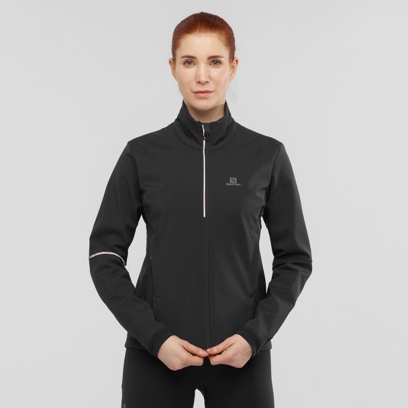 Salomon Agile Softshell Jakke Dame Sort | 49608-VQKP