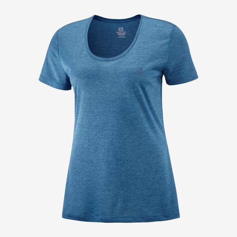 Salomon Agile T Shirts Dame Blå | 91652-ZAJX