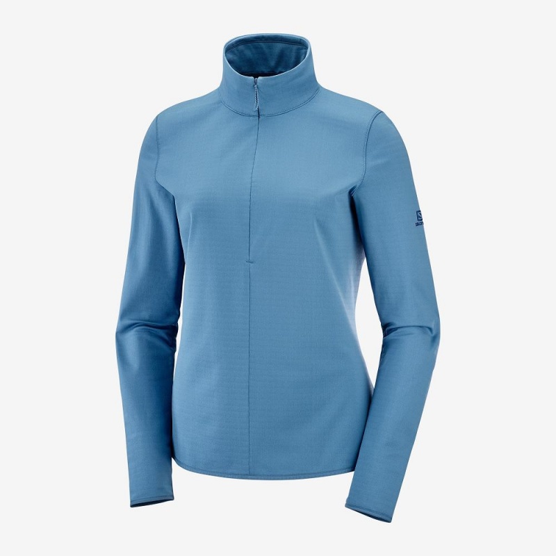 Salomon Essential Lightwarm Pullover Dame Blå | 98504-NYDG