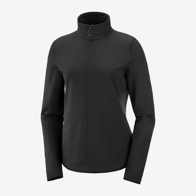 Salomon Essential Lightwarm Pullover Dame Sort | 41623-MGTU