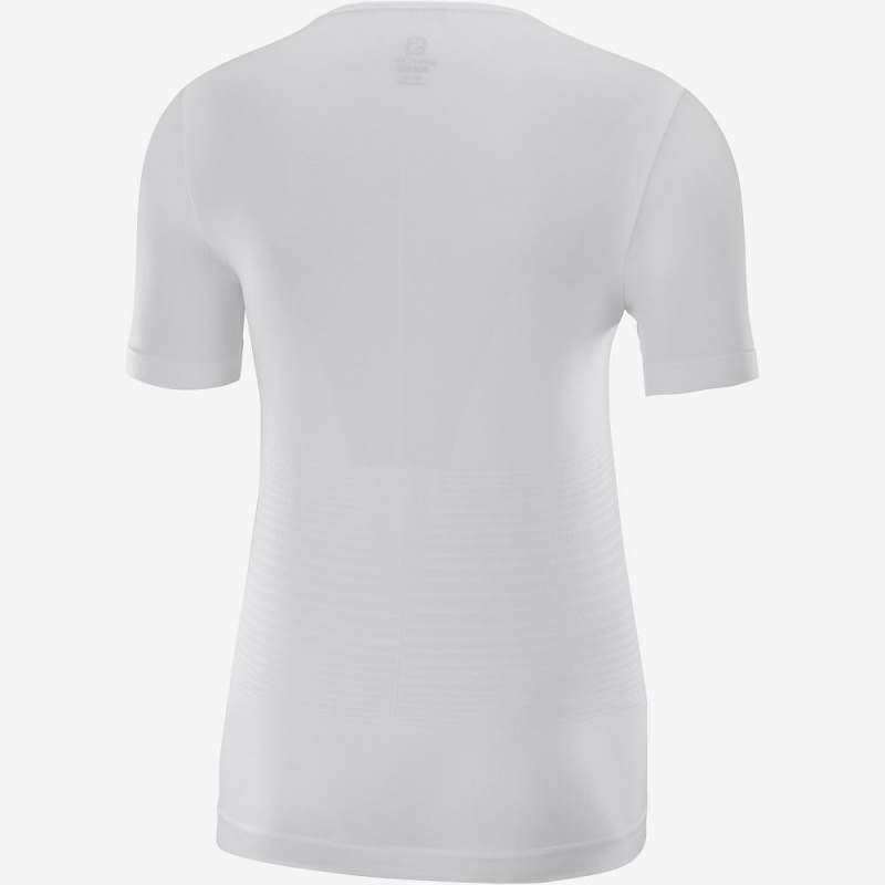 Salomon Essential Move On Seamless T Shirts Dame Hvide | 96572-ZJLH