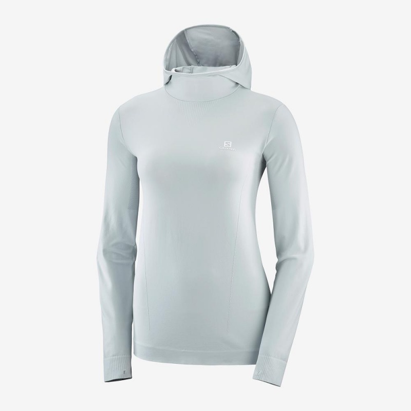 Salomon Essential Seamless Hætte Lang ærmet Skjorte Dame Gray | 92734-NYHW