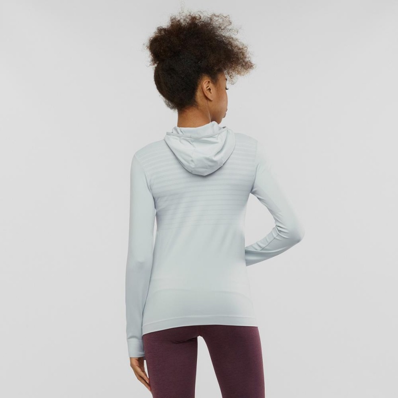 Salomon Essential Seamless Hætte Lang ærmet Skjorte Dame Gray | 92734-NYHW