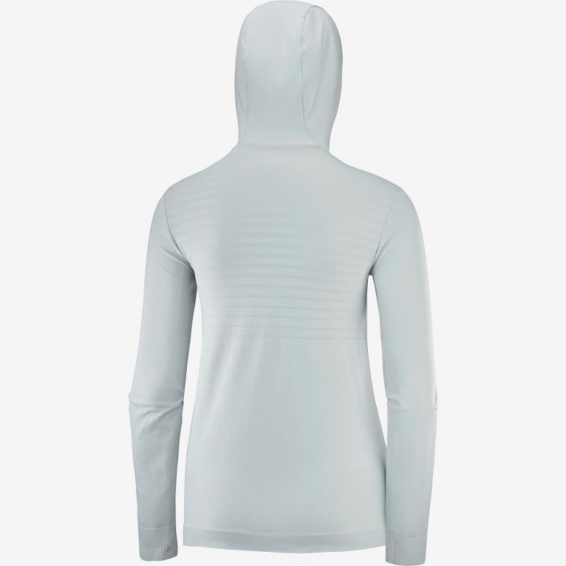 Salomon Essential Seamless Hætte Lang ærmet Skjorte Dame Gray | 92734-NYHW