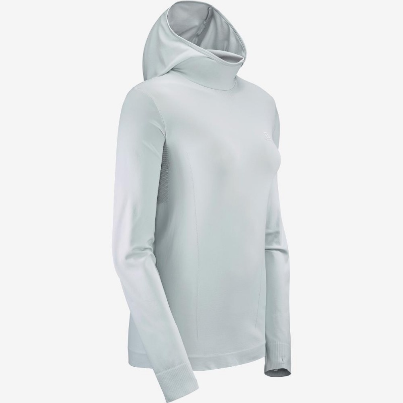 Salomon Essential Seamless Hætte Lang ærmet Skjorte Dame Gray | 92734-NYHW