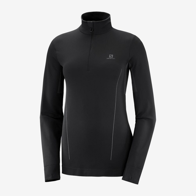 Salomon Essential Seamless Pullover Dame Sort | 71640-DJOP