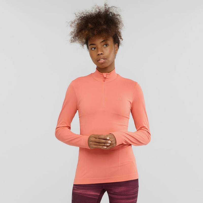 Salomon Essential Seamless Pullover Dame Orange | 43107-VDAK