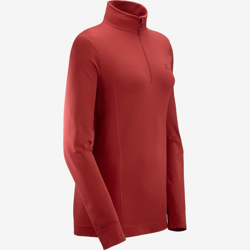 Salomon Essential Seamless Pullover Dame Rød | 84375-EZYQ