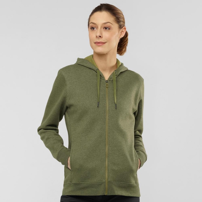 Salomon Essential Warm Hættetrøje Dame Grøn | 60219-TKOG