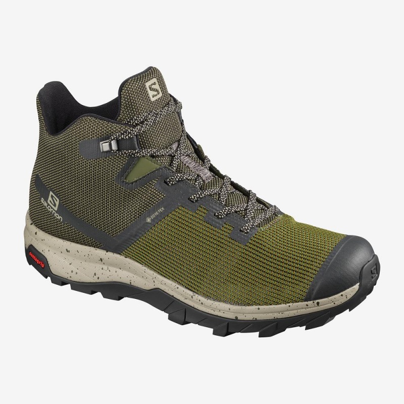 Salomon Outline Prism Mid Gore-Tex Vandrestøvler Herre Grøn | 27903-IKVR