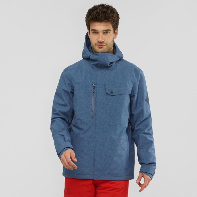 Salomon Powderstash Jacket M Skijakker Herre Mørkeblå | 10659-HYLT