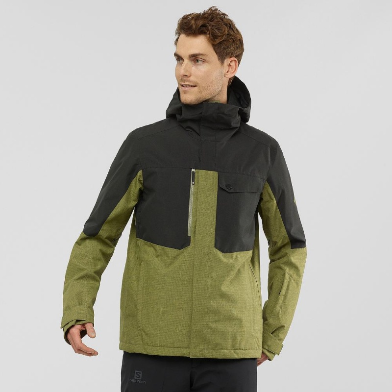 Salomon Powderstash Jacket M Skijakker Herre Grøn | 23987-KDOJ