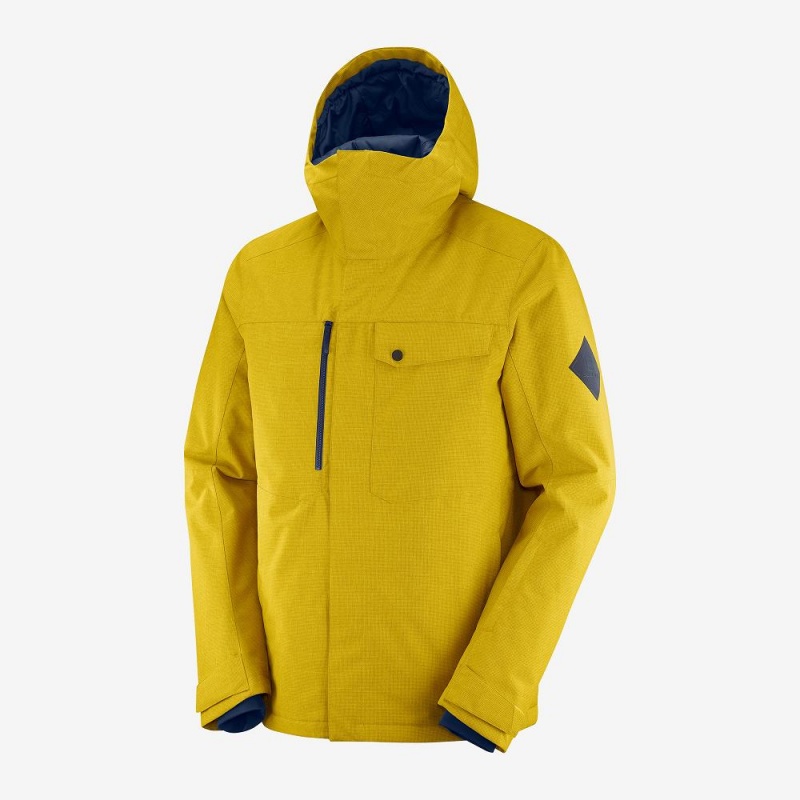 Salomon Powderstash Jacket M Skijakker Herre Gul | 57086-XQPG