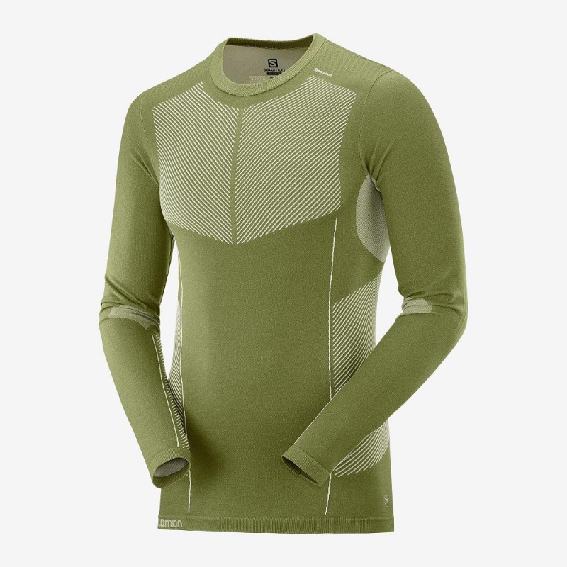 Salomon Primo Warm Seamless Tee M Toppe Herre Grøn | 80572-BTAF