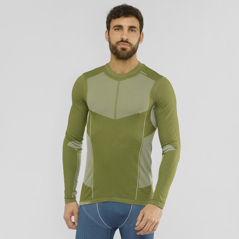 Salomon Primo Warm Seamless Tee M Toppe Herre Grøn | 80572-BTAF