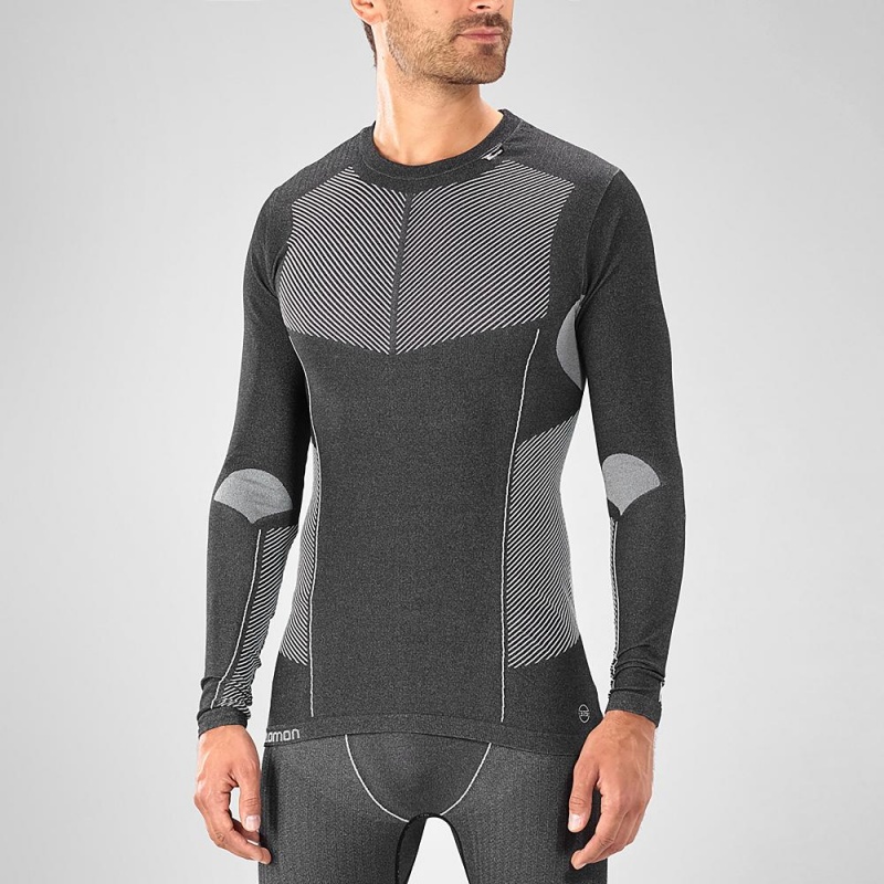 Salomon Primo Warm Seamless Tee M Toppe Herre Sort | 56129-BLXV