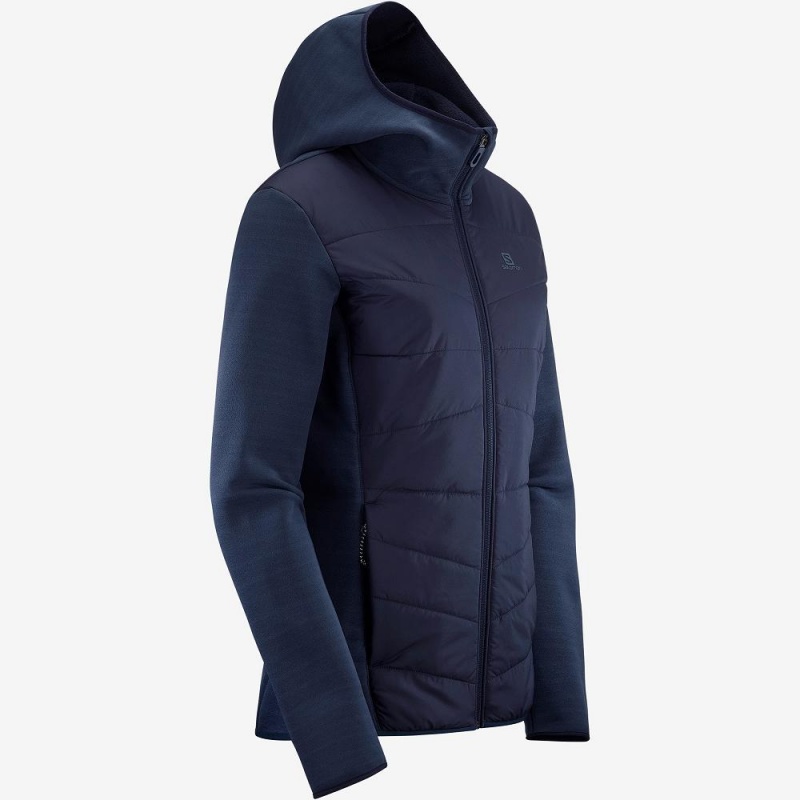 Salomon Radiant Hybrid Hoodie W Skijakker Dame Mørkeblå | 04856-GSVF