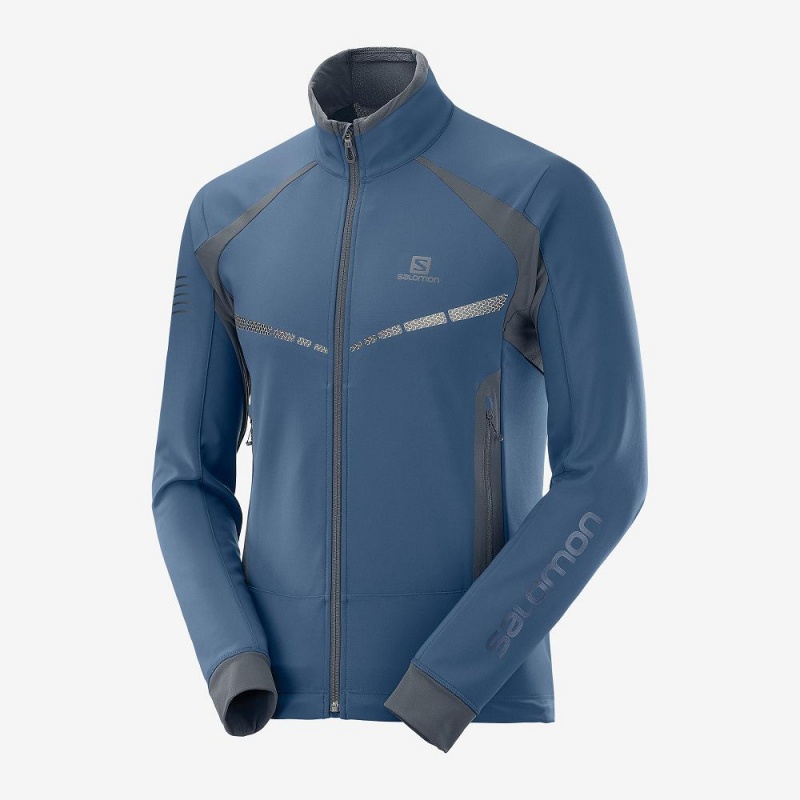 Salomon Rs Warm Softshell Jkt M Jakke Herre Mørkeblå | 94760-RNVL