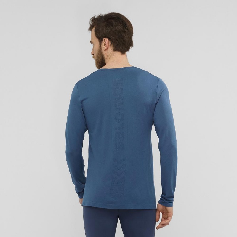 Salomon Sense Ls Tee M Toppe Herre Mørkeblå | 96238-SVMF