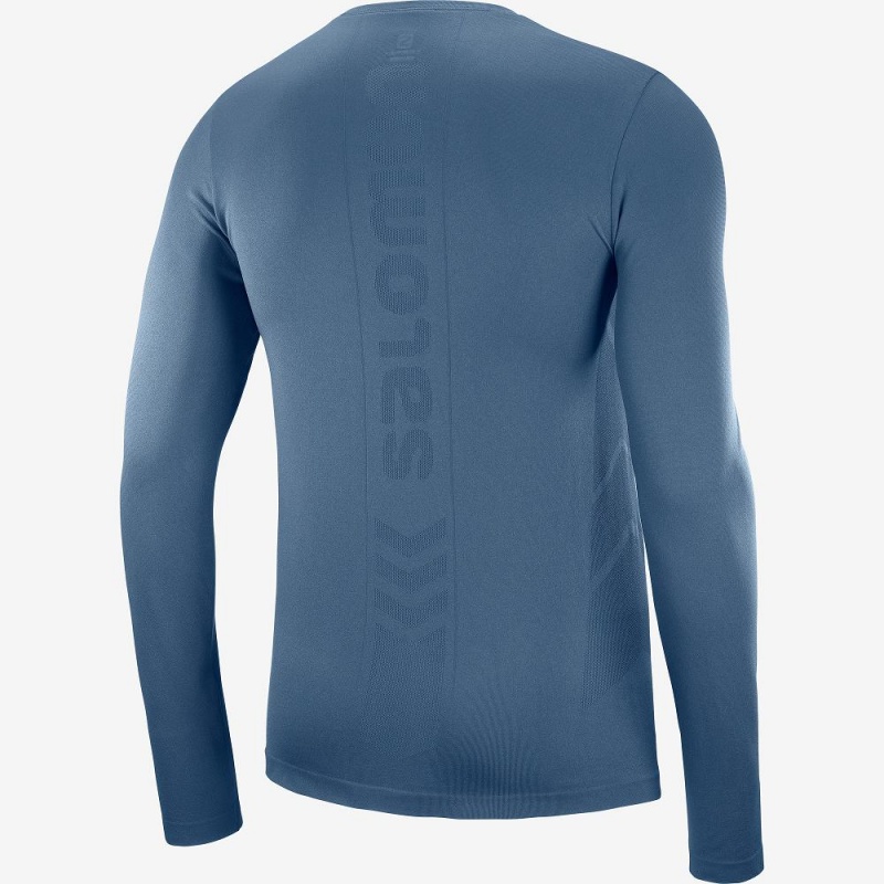 Salomon Sense Ls Tee M Toppe Herre Mørkeblå | 96238-SVMF