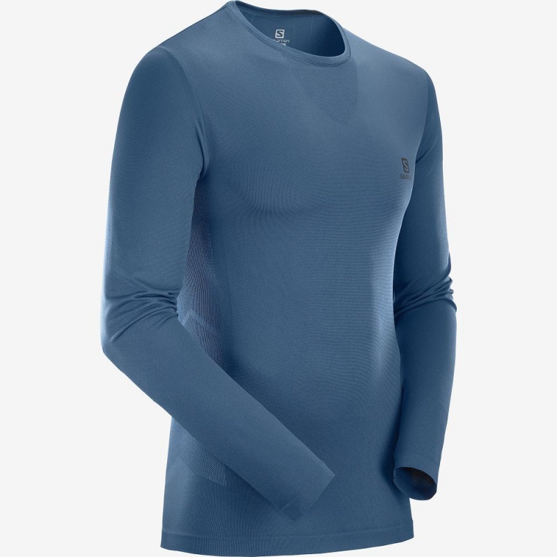 Salomon Sense Ls Tee M Toppe Herre Mørkeblå | 96238-SVMF