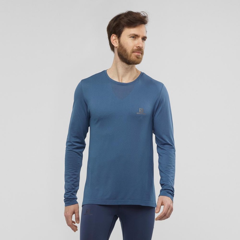 Salomon Sense Ls Tee M Toppe Herre Mørkeblå | 96238-SVMF