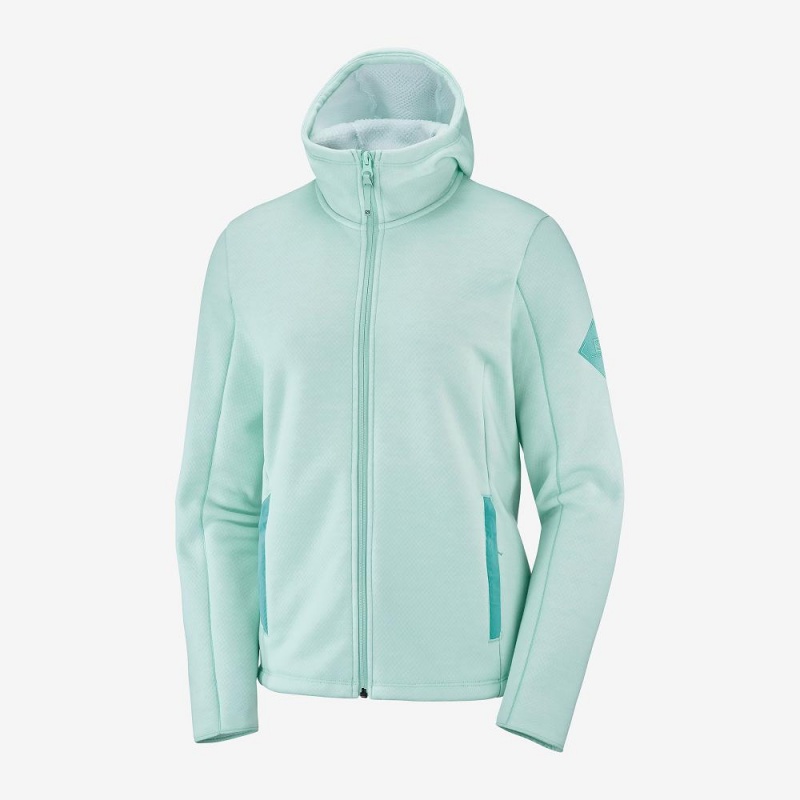 Salomon Snowshelter Fleece Hoodie W Skijakker Dame Grøn | 09146-BIYQ