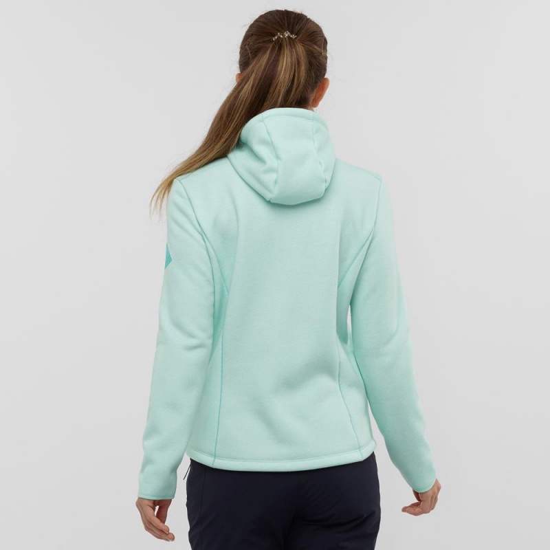 Salomon Snowshelter Fleece Hoodie W Skijakker Dame Grøn | 09146-BIYQ