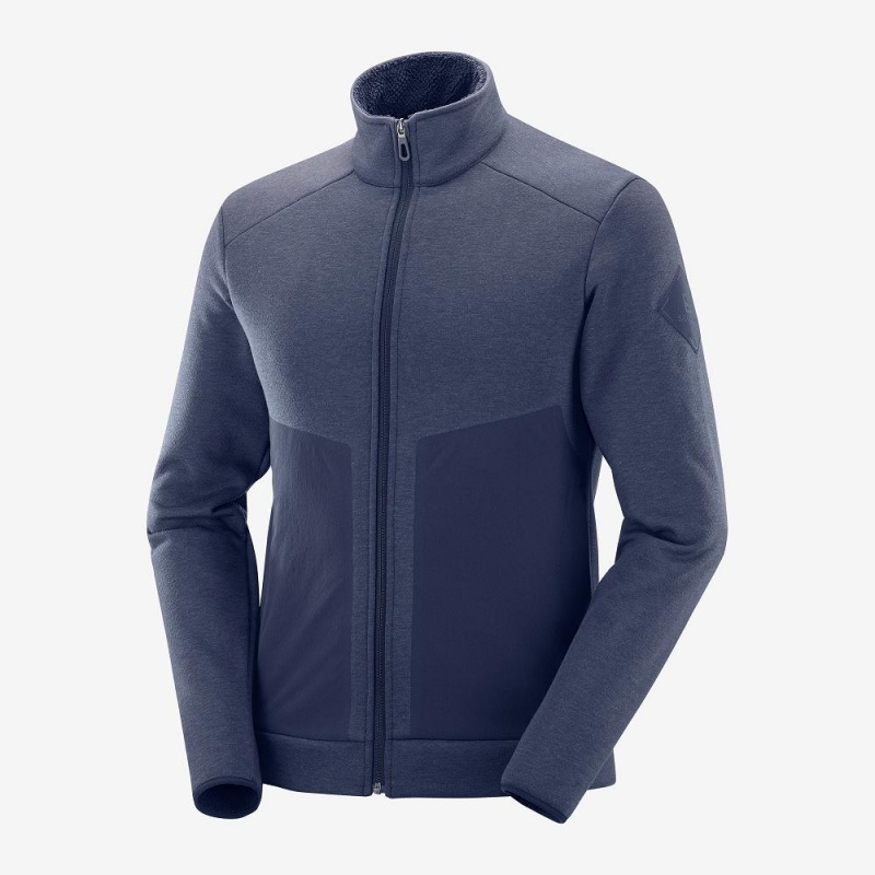 Salomon Snowshelter Fleece Jacket M Skijakker Herre Mørkeblå | 64582-OKMV