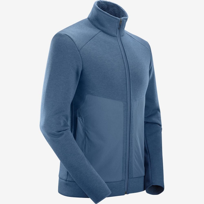 Salomon Snowshelter Fleece Jacket M Skijakker Herre Mørkeblå | 41608-NHQU