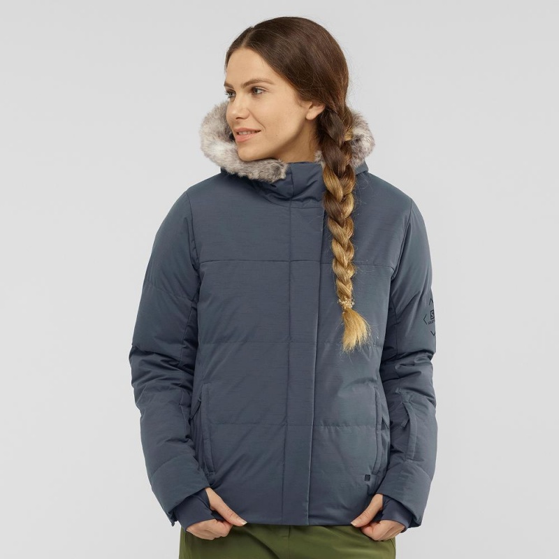 Salomon Snuggly Warm Jacket W Skijakker Dame Gray | 56784-FVKZ