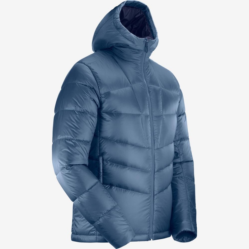 Salomon Transition Down Hoodie M Jakke Herre Mørkeblå | 57932-YBHI