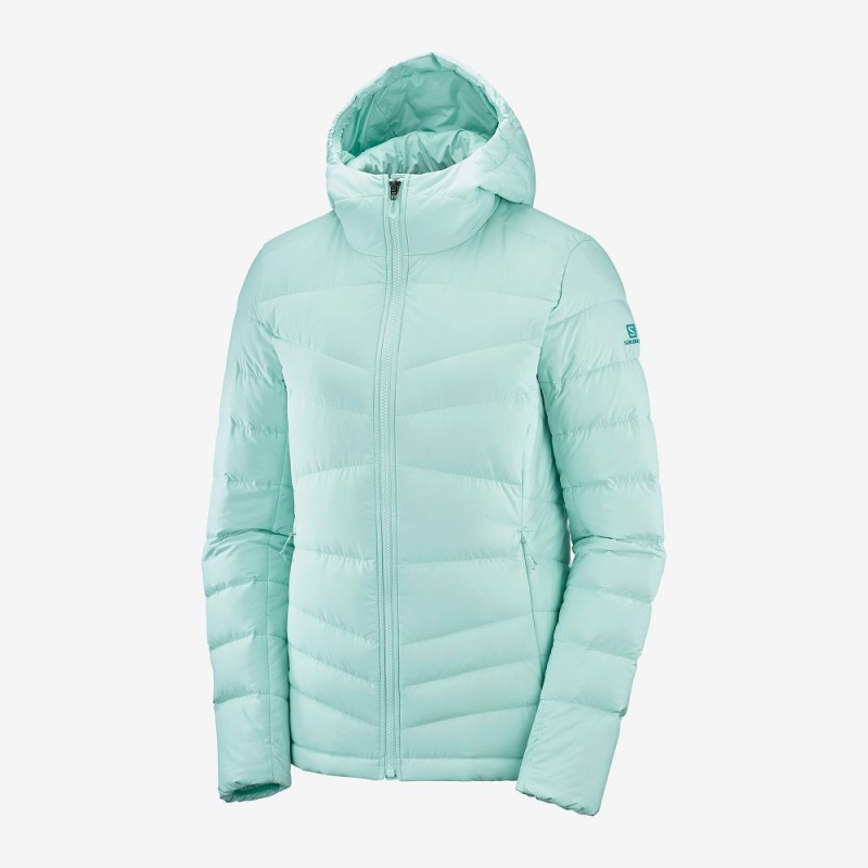 Salomon Transition Down Hoodie W Jakke Dame Grøn | 17248-ELMR